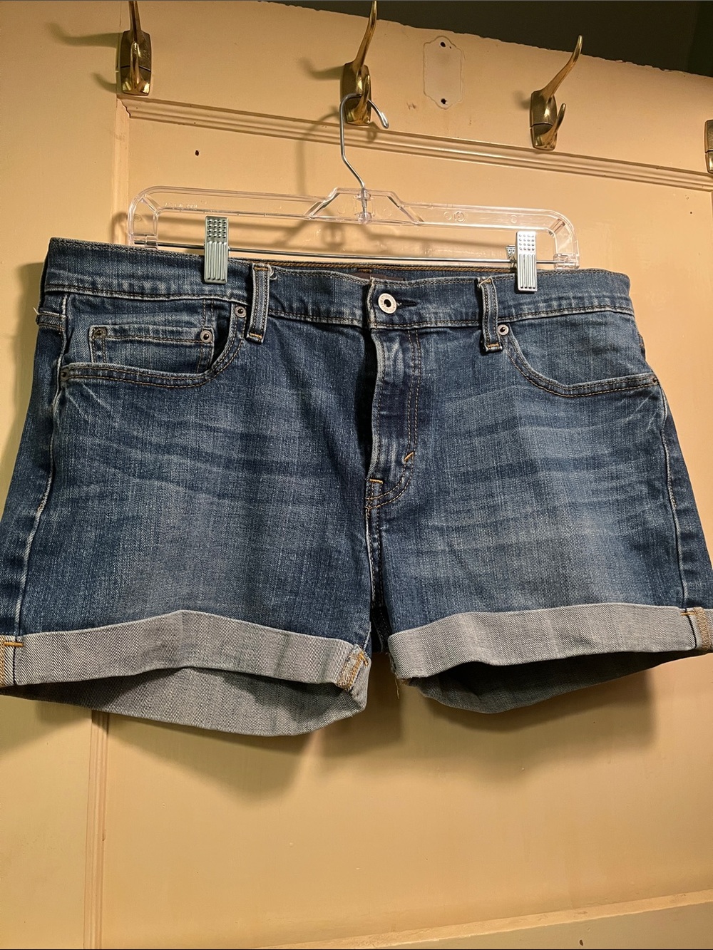 Levi's Cuffed Denim Shorts in Medium Blue Wash